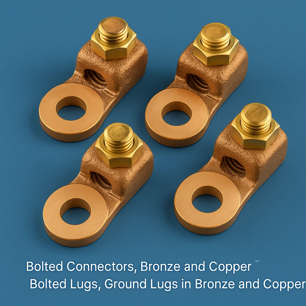 Bolted Connectors, Bronze and Copper Bolted Lugs, Ground Lugs in Bronze and Copper