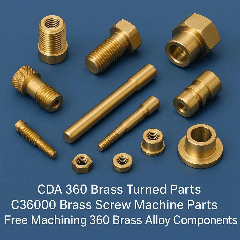 Brass CDA 360 Turned parts, C36000 Brass machined Components, UNS 36000 Screw machine parts, Free machining Brass alloys,