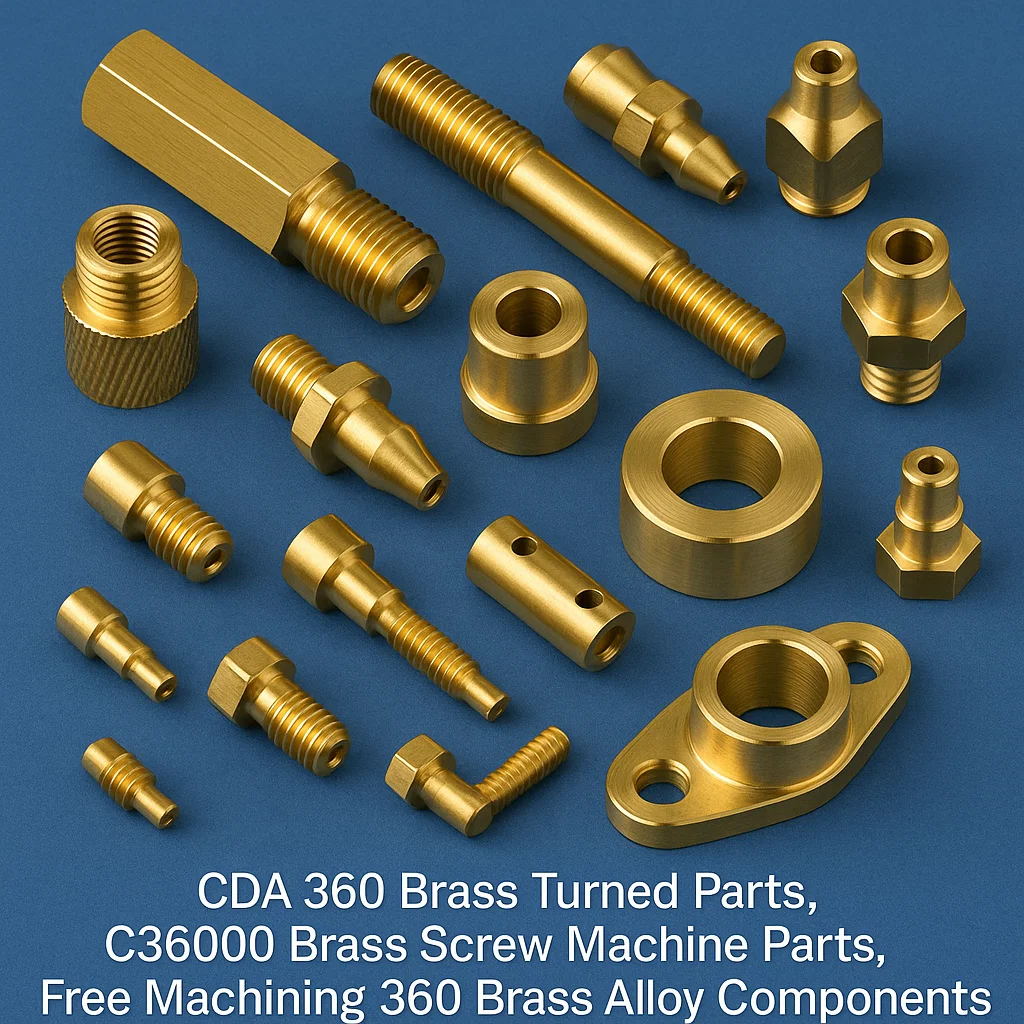 Brass CDA 360 parts, C36000 Brass Components, UNS 36000 Screw machine parts, Free machining Brass alloys,
