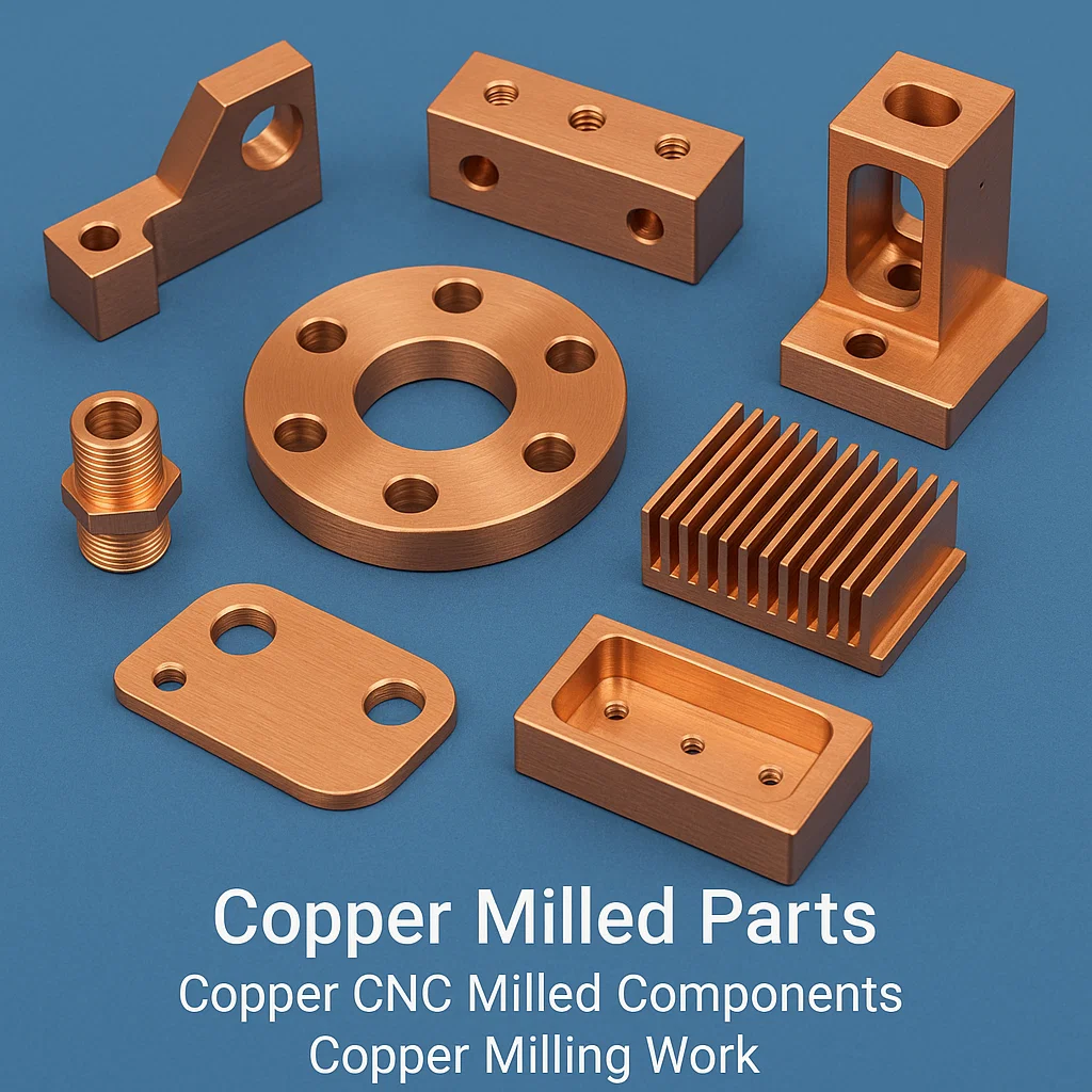 Copper Milled Parts, Copper CNC Milled Components, Precision Copper machined parts, Copper CNC components