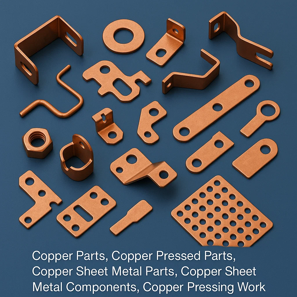 Copper Parts, Copper Pressed Parts, Copper Sheet Metal Parts, Copper Shims, Copper washers Copper Pressing Work.