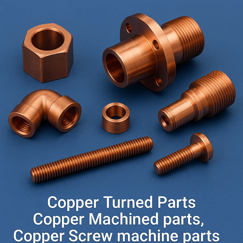 Copper Turned parts , copper Turned Components, Copper Screw machine parts