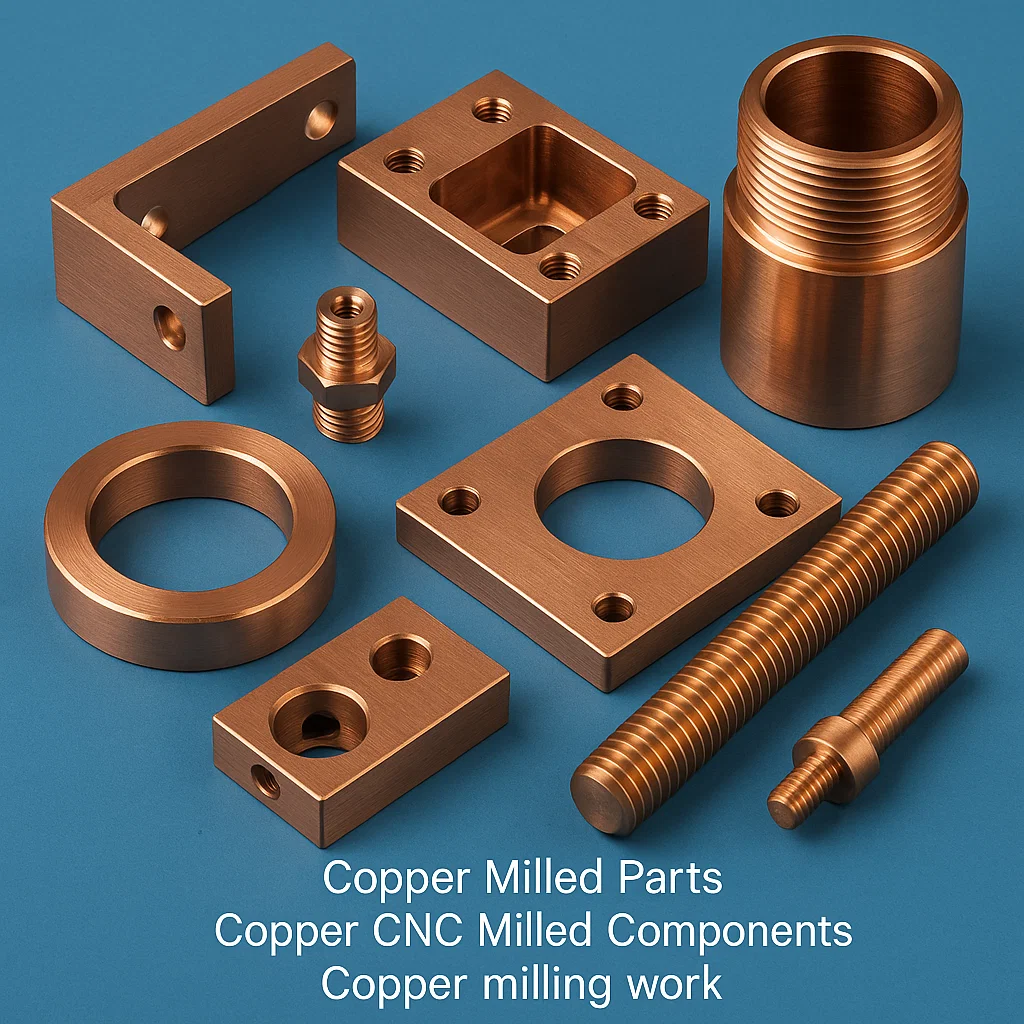 Copper precision Machining, Copper Threaded Parts, Copper Components, Copper Milling work, Copper studs