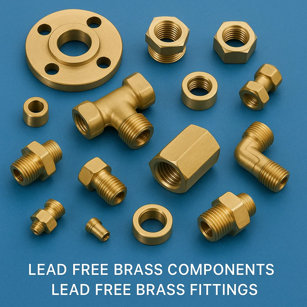 Lead Free Brass Alloys, lead Free Brass fittings , CNC machined parts LEad free, Lead Free Turned parts