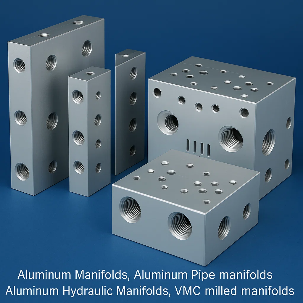 Aluminium Milling of manifolds, Aluminum Manifolds, Aluminum Pipe manifolds, Aluminum Hydraulic manifolds, pneumatic Manifolds