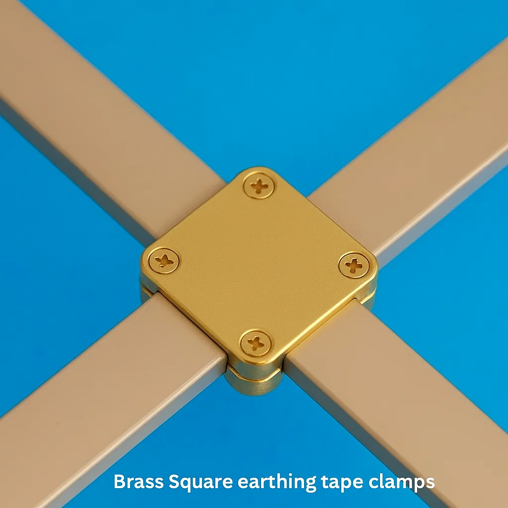 Brass Square earthing clamps, Bronze Square earth clamps, Square ground tape clamps