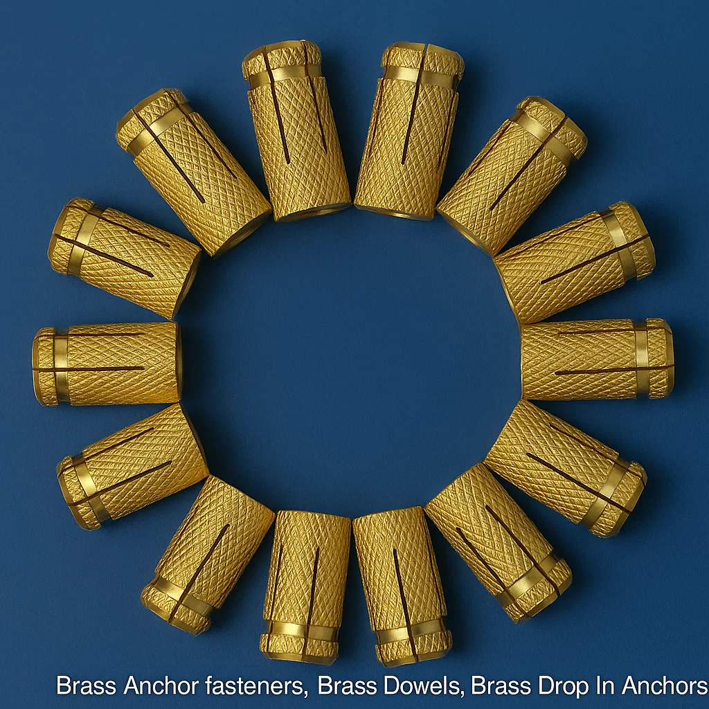 Brass drop in Anchors, Brass anchor fasteners, Brass Anchors, Brass Dowels