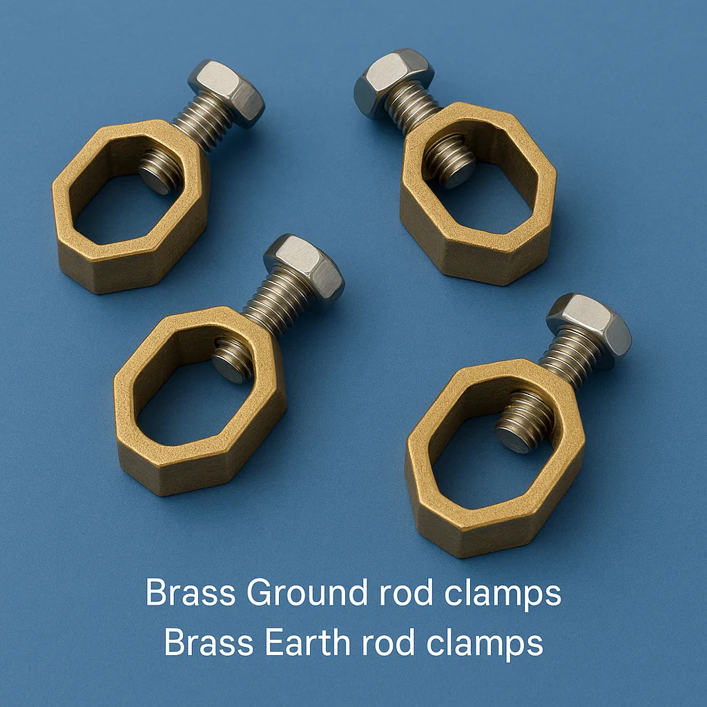 Brass ground rod clamps, Brass earth rod clamps
