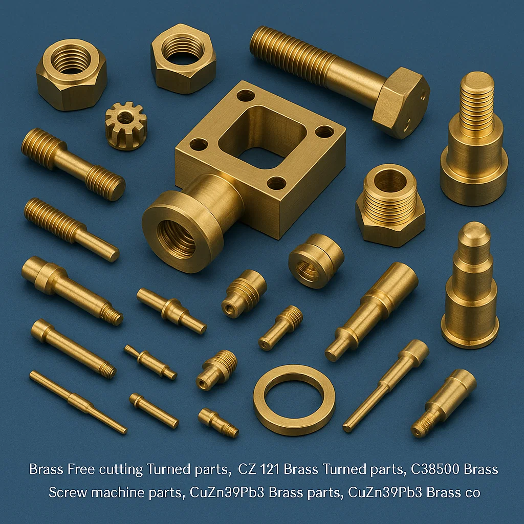 Brass Turned parts, CZ 121 Brass Turned parts, C38500 Brass Screw machine parts, CuZn39Pb3 Brass parts, Swiss Screw Machine Parts