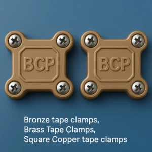 Bronze Tape Clamps, Square bronze Tape clamps, Copper tape clamps, Grounding tape clamps, Copper Grounding earthing tape clamps