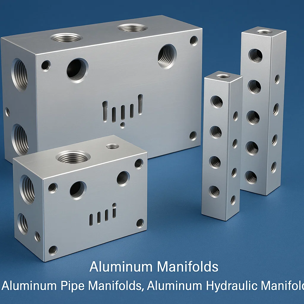 CNC machined Aluminum Manifolds, Aluminum Pipe manifolds, Aluminum Hydraulic Manifolds