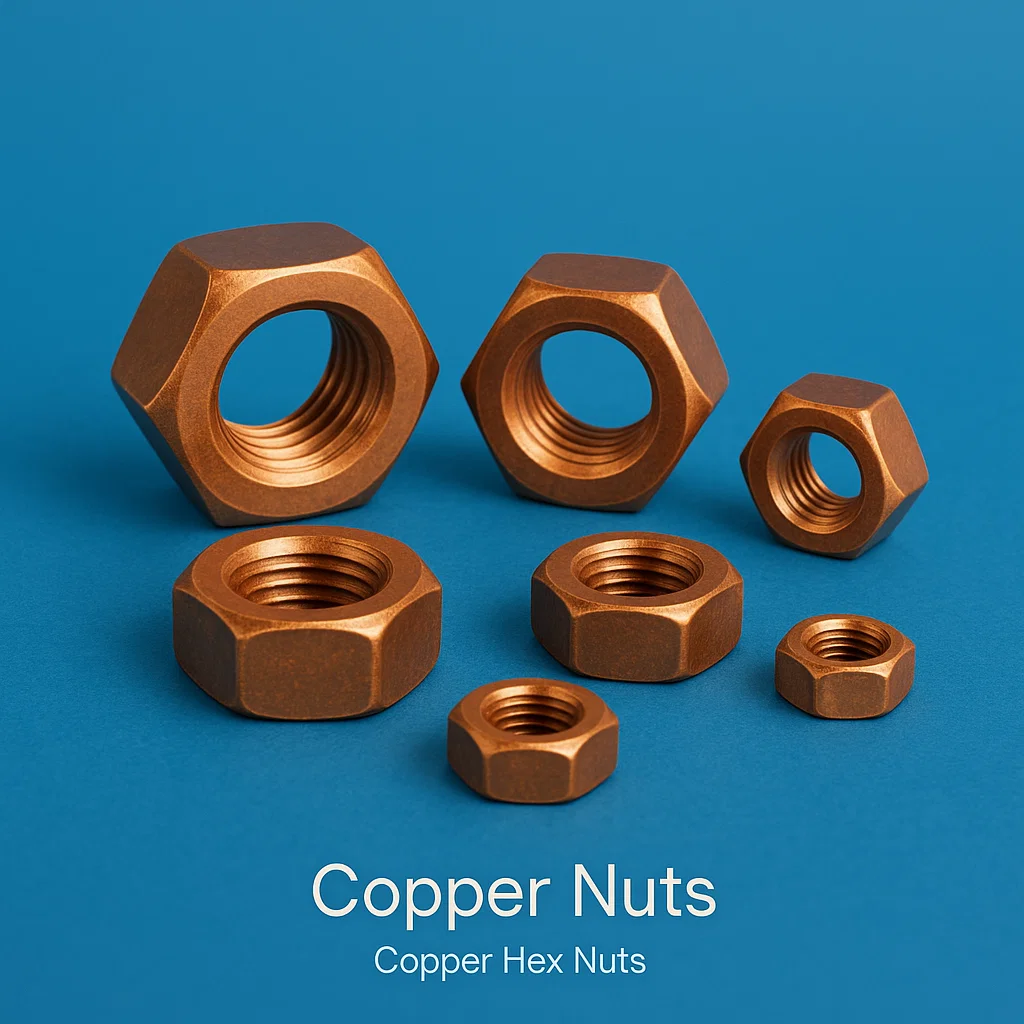 Copper Machined Nuts, Copper Nuts, Copper cold forged nuts