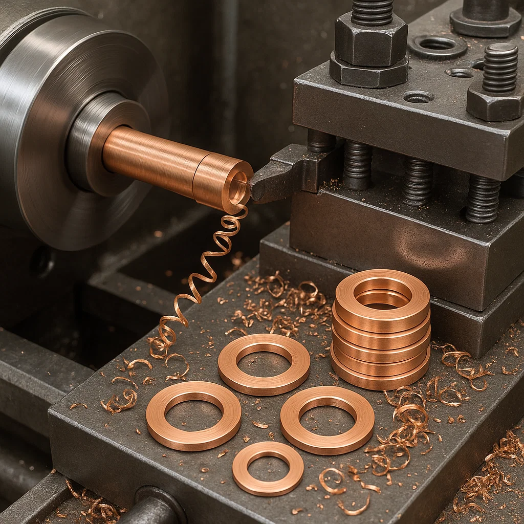 Copper washer machining, CNC machining of Copper parts
