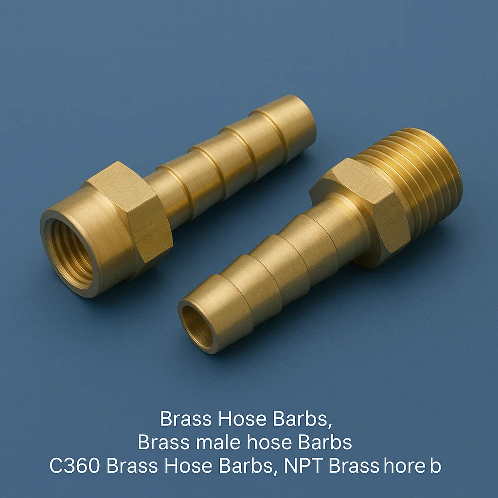 Hose connectors, brass Hose barbed connectors, Brass Hose barbs, Male Hose barbs, NPTF and NPT Brass Hose barbs