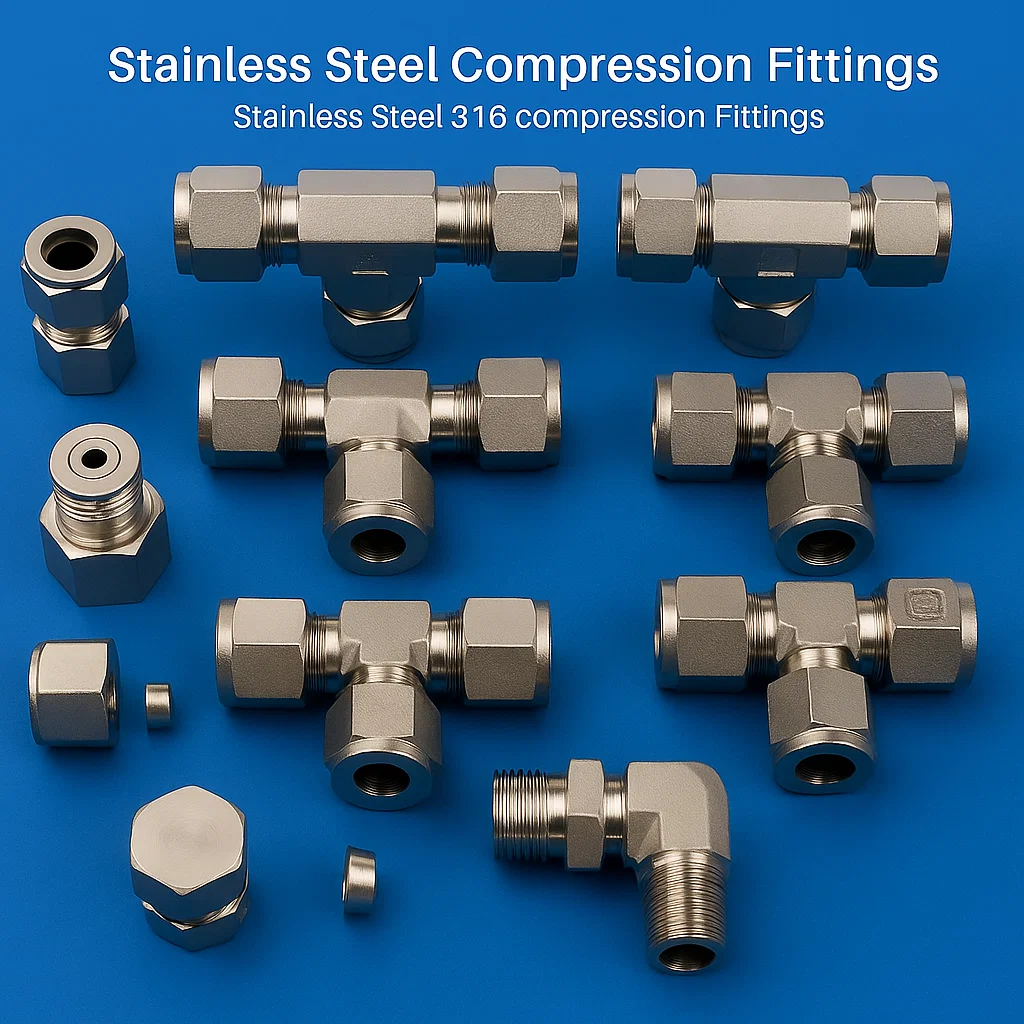 Stainless Steel Compression fittings, Stainless Stel 316 Compression fittings, Single ferrule Stainless Steel compression fittings