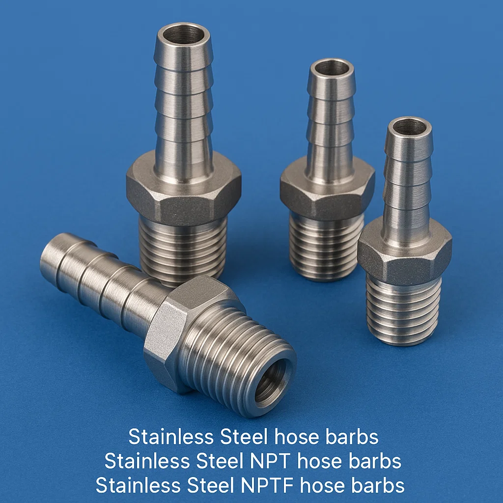 Stainless Steel hose barbs, Stainless Steel NPT hose barbs, Stainless Steel hose barb connectors, Stainless Steel hose barb fittings