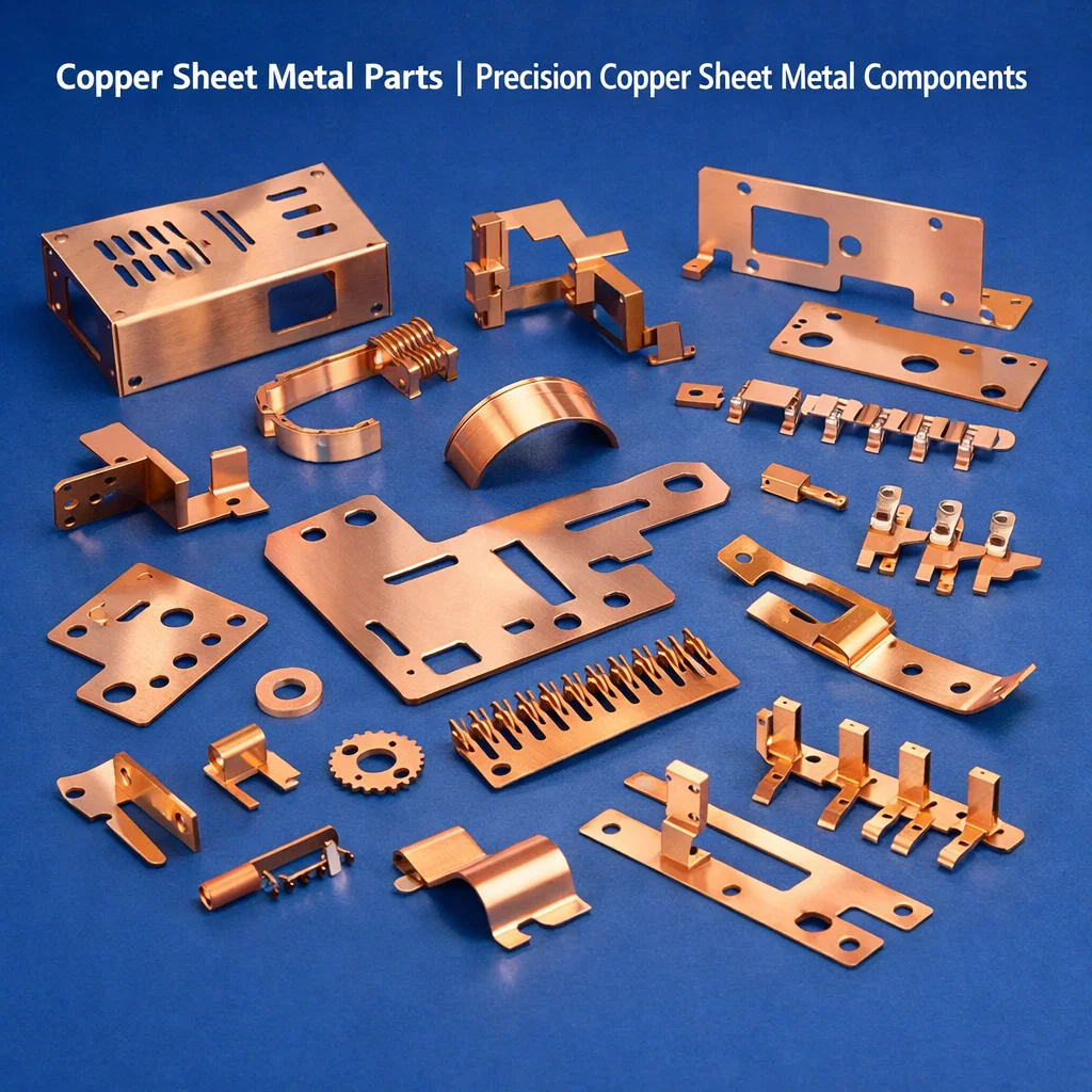 Sheet metal pressing of copper, Copper Sheet Metal Parts, Precision Copper Sheet Metal Components. Copper pressed sheet metal parts,