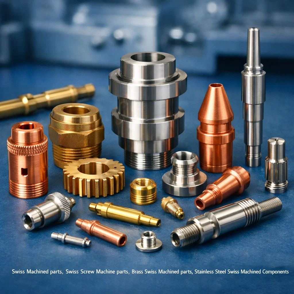 Swiss Machined parts, Swiss Screw Machine parts, Brass Swiss Machined parts, Stainless Steel Swiss Machined Components